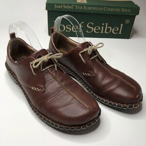 𝅺JOSEF Seibel Lindsay Brandy Brown Tan Lace-up Stitched Oxford Shoes SIZE 9